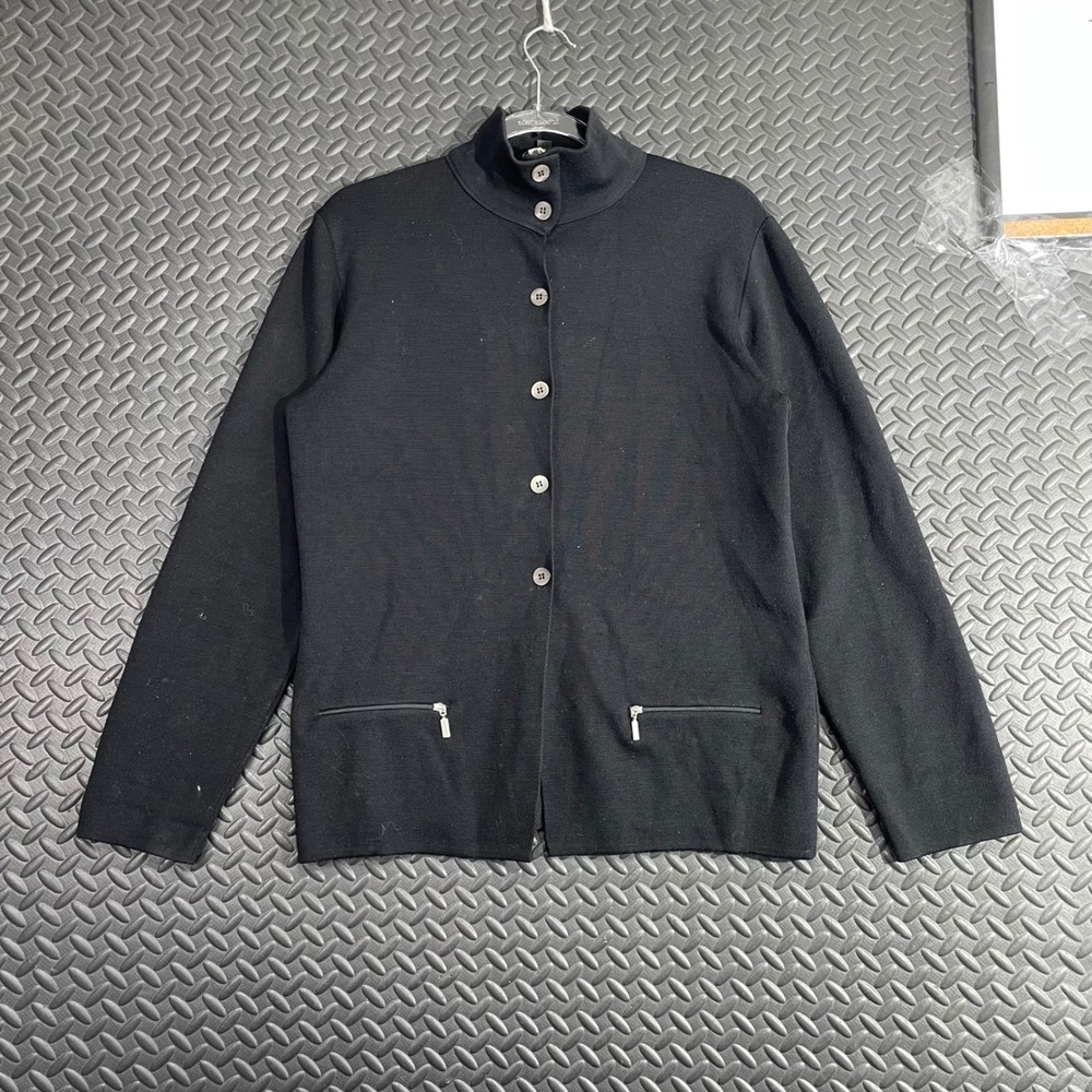 VTG Maria Di Ripabianca Black Wool Button Up Sweater Women's Size 12 Casual Wear
